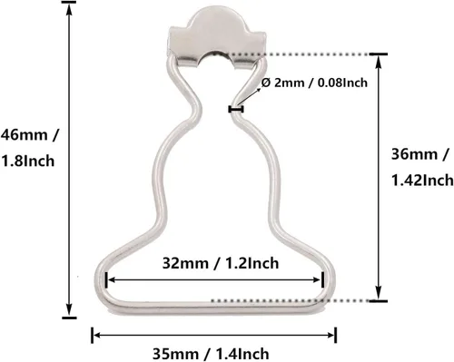 Miniatura 2 de BIKICOCO Hebillas de tirantes en forma de calabaza, 1-1/4 pulgadas de ancho inferior, para coser, hacer tú mismo 20 unidades de plata.
