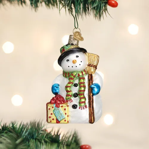 Miniatura 2 de Old World Christmas Adorno de cristal soplado de muñeco de nieve alegre para árbol de Navidad, decoración navideña hecha a mano, colección de muñeco