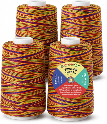 Miniatura 101 de Mandala Crafts 4 Pack of Serger Threads Cones Spools - 20S/2 24000 Yards Polyester Baby Blue Threads for Sergers Machine and Overlock Quilting