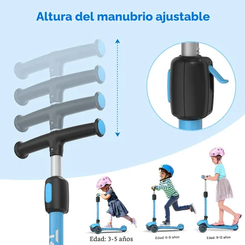 Miniatura 2 de TONBUX - Patinete para niños, patinete de 3 ruedas con luces LED para niños de 3 a 12 años, patinetes plegables con altura ajustable - Patinete