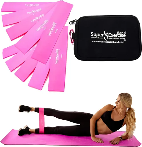 Miniatura 21 de Mini bandas de bucle extra largas sin látex de 14 x 3 pulgadas de EE. UU. en 3, 5, 10 paquetes de 10 unidades. 10 fortalezas para entrenamiento