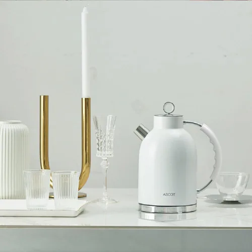 Miniatura 3 de ASCOT Hervidor eléctrico, hervidor de té eléctrico de acero inoxidable, regalos para hombres/mujeres/familia, calentador de té retro de 1.5 L 1500 W