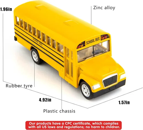 Miniatura 2 de BDTCTK Autos de juguete de autobús escolar amarillo fundido a presión para niños, automóvil de 5 pulgadas con puertas de apertura y neumáticos
