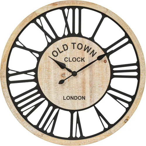 Miniatura 3 de EMAX HOME Reloj de pared grande – Reloj de pared decorativo de estilo rústico estilo granja, diseño de números romanos rústicos, reloj de pared