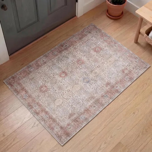 Miniatura 126 de Kuden Alfombra pequeña de 2 x 3, lavable a máquina, parte trasera antideslizante, estilo vintage, suave, pelo bajo, alfombras de área para entrada