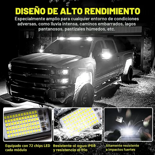 Miniatura 6 de Nicoko 4Pods - Luces LED de roca puras blancas de 72 unidades con chips SMD de 72w, luces súper brillantes para vehículos todoterreno, barco, bajos