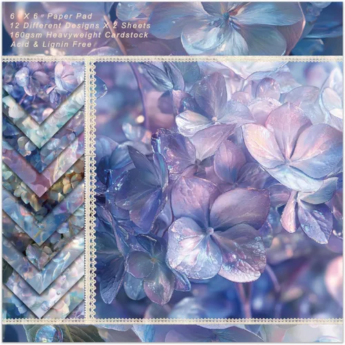Miniatura 15 de Bloc de Papel para Scrapbooking Blue Sea - 24 Hojas de 6 Pulgadas con Patrones Estéticos Decorativos para Collage Decoupage Envoltorio Suministros