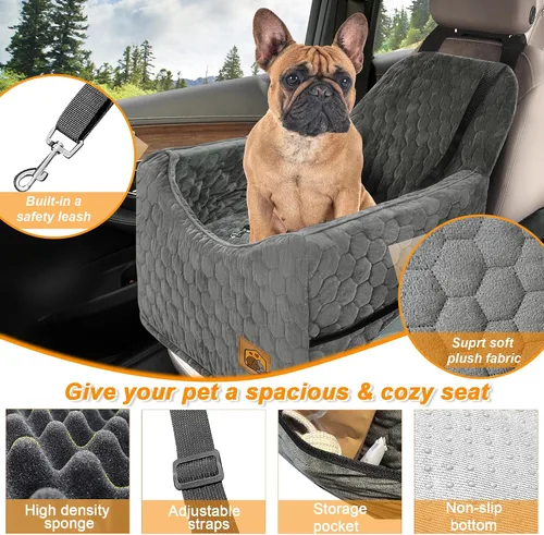 Miniatura 3 de Asiento de automóvil para perros pequeños/medianos, asiento elevador de perro de espuma viscoelástica, seguridad de viaje para asiento de automóvil