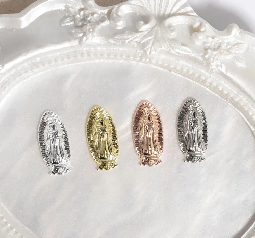 Miniatura 5 de Dijes de uñas de Virgen María en relieve 3D – Diamantes Virgen De Guadalupe Diamonds Nail Art Charms, accesorios de arte de uñas de metal