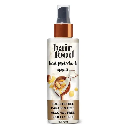 Hair Food - Acondicionador en espray protector contra el calor con aceite de coco y argán para todo tipo de cabello, protección contra el calor de