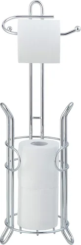 Miniatura 4 de Soporte de pie para papel higiénico SunnyPoint con almacenamiento – Capacidad para 3 rollos de repuesto, acero resistente, acabado cromado, fácil