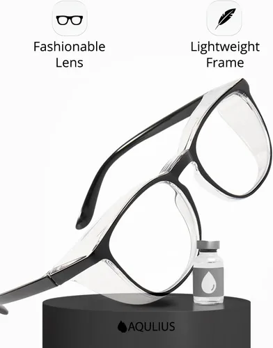 Miniatura 2 de Aqulius 2 Pack Stylish Safety Glasses Goggles, Scratch Resistant, Safety Glasses for Women, Blue Light, Glasses for Nurses Negro / transparente