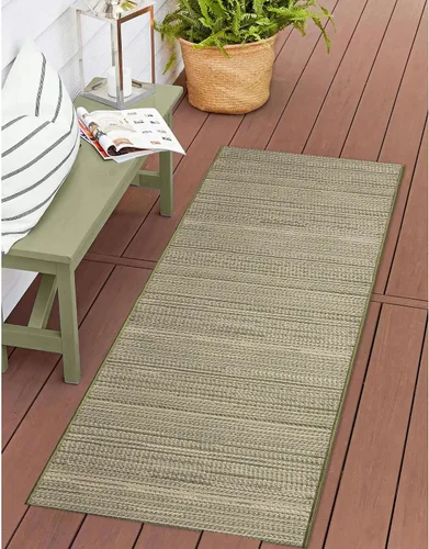 Miniatura 20 de Liora Manne Miranda - Alfombra de área de mezcla sintética para interiores y exteriores, de bajo perfil, diseño de rayas de transición, casual