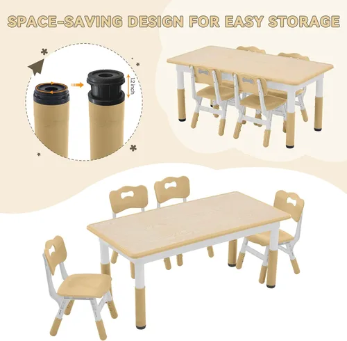 Miniatura 5 de GITAWUSA Juego de mesa y sillas de estudio para niños, juego de mesa y sillas para niños de 3 a 8 años, escritorio de graffiti (madera)