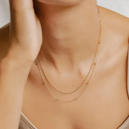Miniatura 2 de IEFWELL Collar de cadena de oro para mujer, collares de oro de 14 quilates para mujer, collares de cadena de moda para mujer, joyería de oro de moda