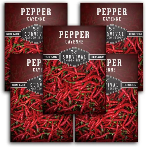 Semillas de pimienta de cayena para plantar | Variedad de reliquia caliente con 30,000 a 50,000 Scoville Heat - Semillas de jardín de supervivencia