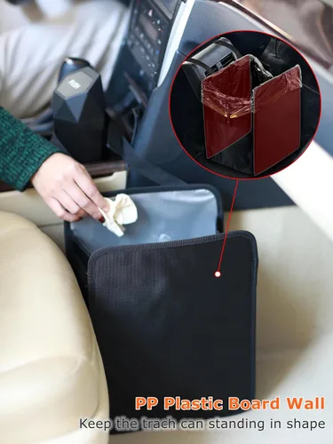 Miniatura 4 de Ginsco Bote de Basura para Auto de 3 Galones con Tapa Abierta, Bolsa de Basura Colgante para Auto de Gran Capacidad a Prueba de Fugas con Forro