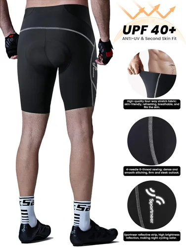 Miniatura 32 de Sportneer Pantalones cortos de ciclismo acolchados para hombre, acolchado 4D, pantalones cortos de ciclismo para hombre, transpirables y absorbentes