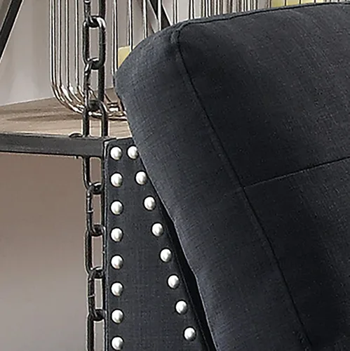 Miniatura 5 de Poundex bobkona viola Set de sofás con otomano en negro linen-like polyfabric mano izquierda o derecha chaise