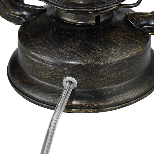 Miniatura 5 de Franklin Iron Works Murphy - Lámpara de mesa industrial rústica, linterna minera de 23 pulgadas, bronce envejecido, metal transparente, tela