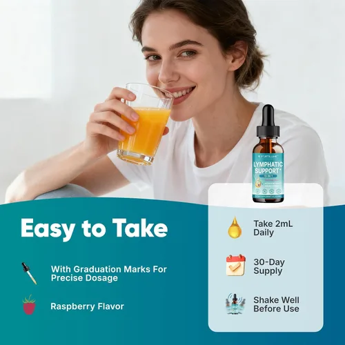 Miniatura 6 de Gotas de drenaje linfático liposomal, gotas de apoyo linfático 13 en 1 con saúco y equinácea, apoyo del sistema inmunológico y linfático, sabor a