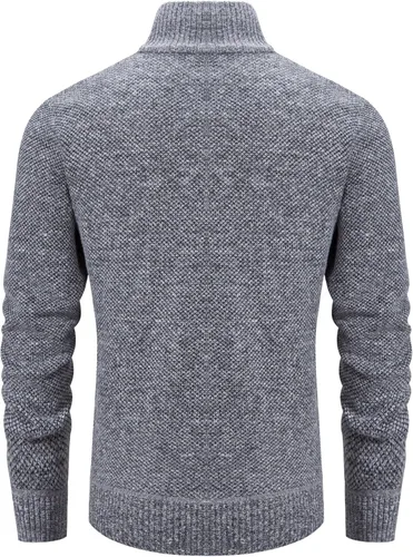 Miniatura 64 de VtuAOL Suéteres tipo cárdigan para hombre, con cremallera completa, cuello alto, cárdigan de punto casual con bolsillos