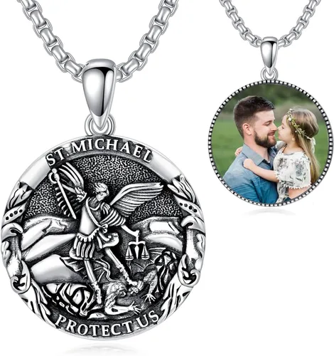 Miniatura 68 de CEKAMA - Collar de plata de ley 925 con dije de amuleto para hombres y mujeres, con cadena de 0.098 in, 22 pulgadas + 2 pulgadas
