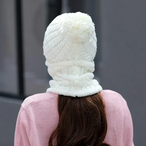 Miniatura 7 de Gorros de invierno para mujer, de una pieza, con forro polar, de punto, pasamontañas, con cuello de calavera, bufanda circular, sombrero de nieve