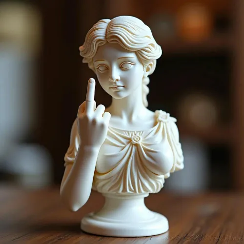 Miniatura 9 de Venus con estatua de actitud, figura de resina de dedo medio sin complejos, decoración de arte moderno atrevida para el hogar y la oficina, estatua