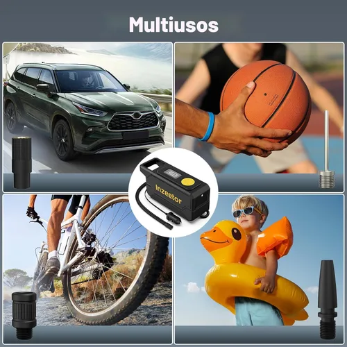 Miniatura 9 de Compresor de aire portátil, inflador de neumáticos de 150 PSI, bomba de aire de 12 V CC con apagado automático, manómetro digital y luz LED de Negro