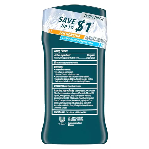 Miniatura 2 de Degree Desodorante Antitranspirante de Protección Avanzada para Hombres, Everest, 2.7 oz, paquete de 2
