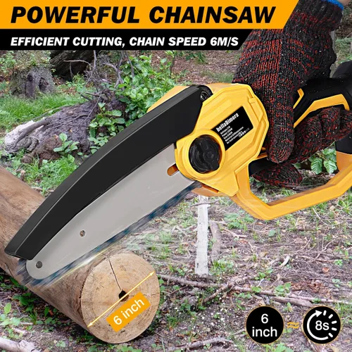 Miniatura 3 de bellaDimora Motosierra Mini Inalámbrica de 6 Pulgadas Compatible con Batería DeWalt 20V MAX (Batería No Incluida), Motosierra Eléctrica de Mano