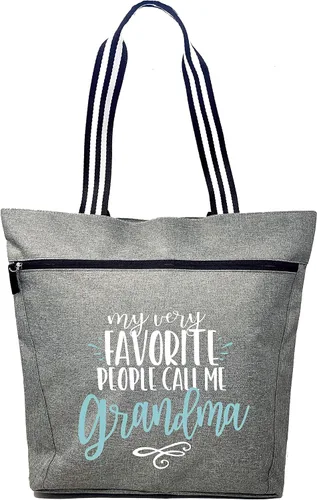 Miniatura 130 de Brooke & Jess Designs Bolso de mano para la abuela – Bolso de lona resistente con cremallera y bolsillo interior para la abuela para uso diario