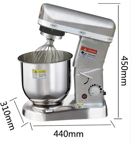 Miniatura 4 de CGOLDENWALL Mezclador de alimentos eléctrico comercial, mezclador de masa, mezclador de leche de huevo, 3 velocidades, ajustable, 10.5 cuartos