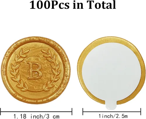 Miniatura 2 de 100 calcomanías adhesivas de cera con letra B, hechas a mano, sin necesidad de sellar, rasgar y usar calcomanías de cera para invitaciones de boda