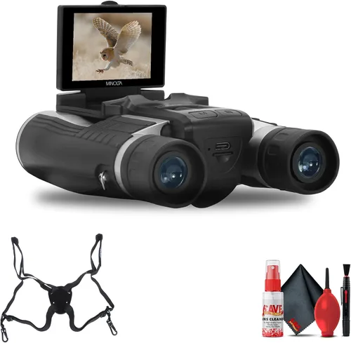 Minolta Binoculares digitales de 12 x 32 – Cámara de video 4K UHD, captura de fotos de 48 MP, zoom digital 8X, pantalla IPS antirreflejo, óptica