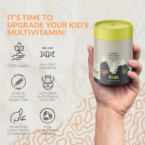 Miniatura 2 de Complete Kids - Gomitas multivitamínicas con Omega 3, 6, 9, vitamina B12, ácido fólico, yodo, vitamina C, zinc, vitaminas esenciales diarias
