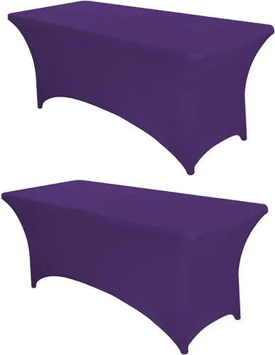 Miniatura 17 de PTC21B - Juego de 6 manteles elásticos de 6 pies, color negro, rectangular, ajustable, lavable, de elastano, para fiestas, bodas, cócteles