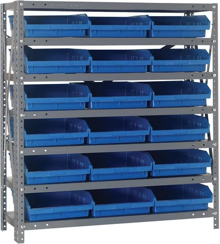 Miniatura 126 de Quantum QSBU-245BK Heavy Duty Shelving Unit with (7) Shelves and (24) QUS245 Black Bins for Garage Warehouse Storage Distribution 400 lb Load