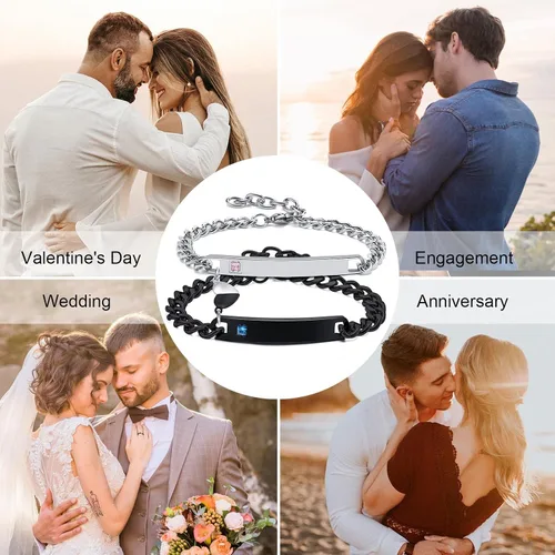 Miniatura 3 de MEALGUET - Pulseras magnéticas personalizadas para parejas de atracción mutua, pulseras de identificación trenzadas con nombre, conjunto de pulseras