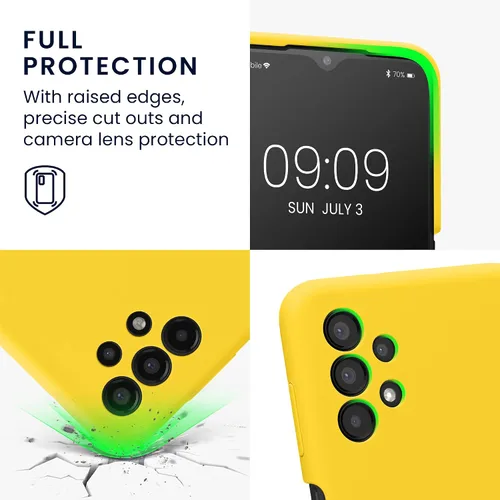 Miniatura 3 de kwmobile Funda compatible con Samsung Galaxy A13 4G - Funda delgada de silicona TPU - Acabado suave al tacto - Amarillo radiante