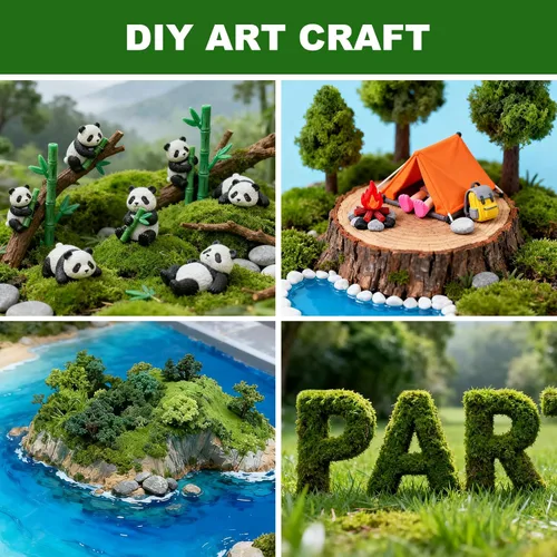 Miniatura 6 de Musgo verde falso para plantas en macetas de interior, 10.6 onzas, decoración de musgo sintético artificial para manualidades, jardín de hadas