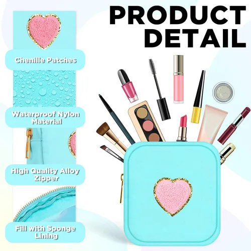 Miniatura 3 de Zubebe 6 mini bolsas de maquillaje de nailon, bolsa pequeña de maquillaje, bolsas de felpilla con cremallera, bonita bolsa de cosméticos
