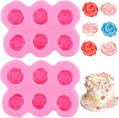 Miniatura 12 de Mujiang Molde de fondant de flores de rosa, moldes de silicona para decoración de pasteles, decoración de cupcakes, pasta de goma de mascar