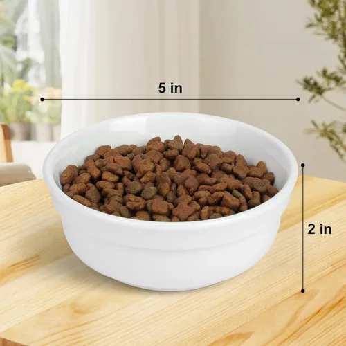 Miniatura 2 de COMESOON Cuenco de cerámica para gatos de 5 pulgadas con patrón de hueso de pescado, cuenco de comida para gatos para alimentos y agua, platos