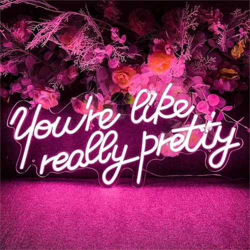 Miniatura 13 de Letrero LED de neón “You are like really pretty” Acrílico transparente Atenuadores Para interiores/cuartos/bar/telón de fondo Rojo