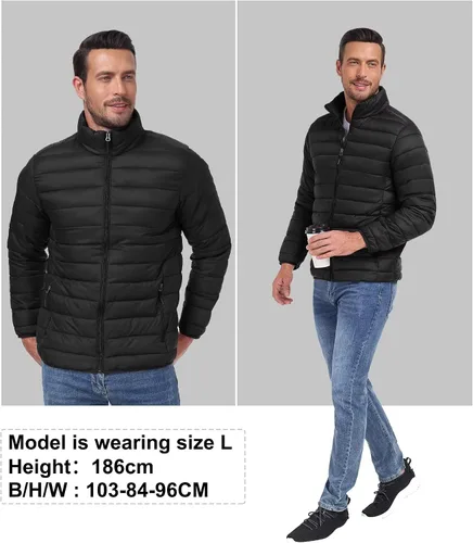 Miniatura 6 de Abrigos de invierno para hombre, térmicos, ligeros, acolchados, impermeables, cálidos, con bolsillos con cremallera