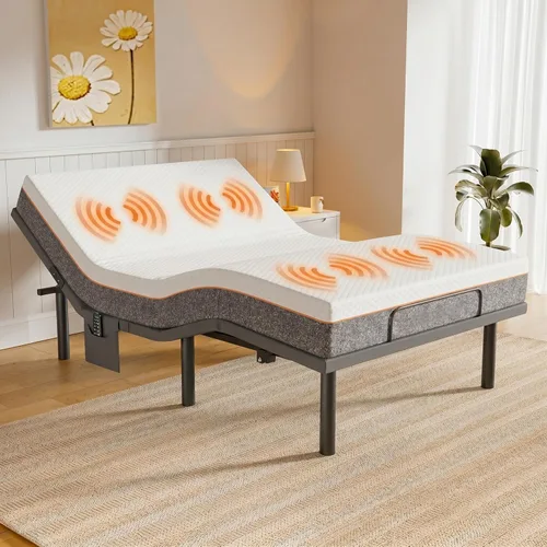 Miniatura 10 de Amada Queen - Base de cama ajustable y colchón de espuma viscoelástica de gel refrescante de 14 pulgadas, masaje, inclinación de cabeza y pies