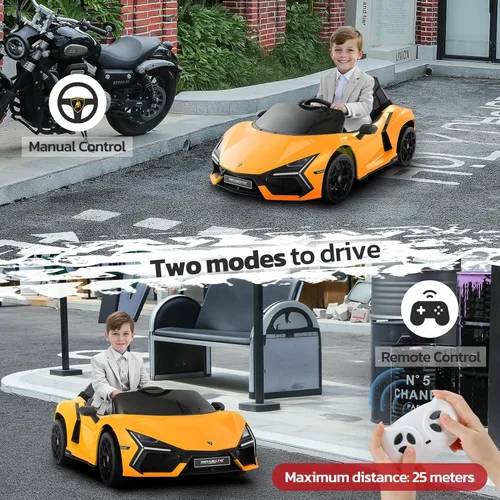 Miniatura 7 de ELEMARA Lamborghini - Auto para niños con puerta de tijera, juguetes con control remoto, automóvil eléctrico para niños de 12 V con Bluetooth, luz