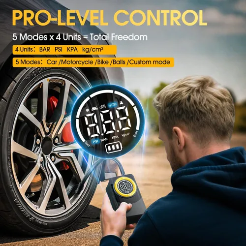 Miniatura 6 de CARSUN Inflador de neumáticos, compresor de aire portátil, bomba de aire de 150 PSI para neumáticos de automóvil con medidor de presión digital, luz